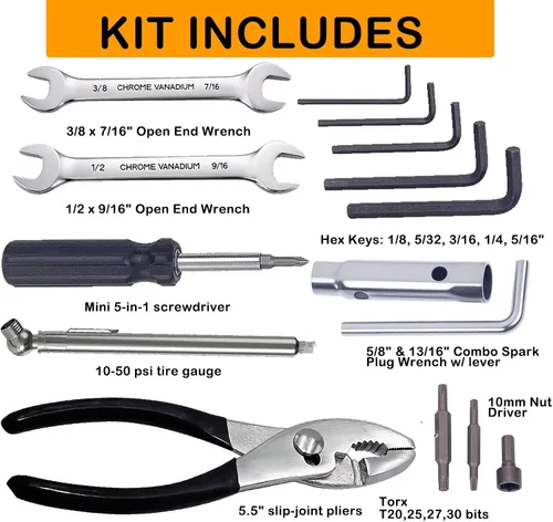 Miniatura 2 de Kit de herramientas de reparación de motocicleta para motocicletas Harley Davidsons, juego de herramientas básicas de reparación de bicicletas, kit