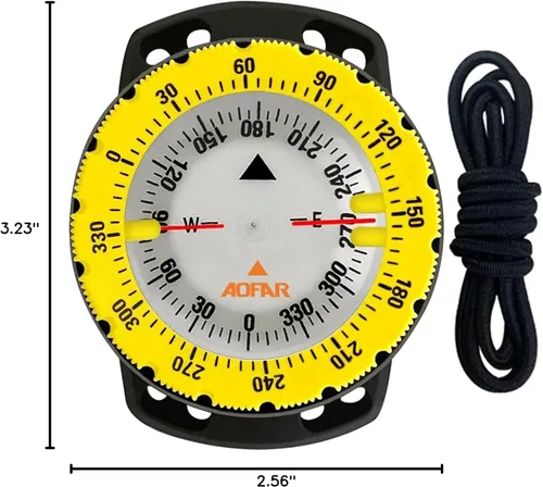 Miniatura 5 de AOFAR Brújula de buceo AF-Q60B impermeable, duradera, compacta. Brújula estilo de cordón para vela, buceo, estilo cordón