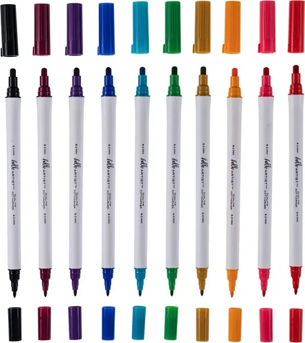 Hello, Artist! Marcadores de punto de doble punta, 10 piezas, puntas de puntos de 0.079 in y 0.197 in, colores brillantes y vivos