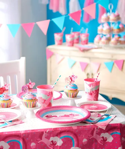 Miniatura 5 de American Greetings Suministros de fiesta de unicornio, platos de postre de papel (40 unidades)
