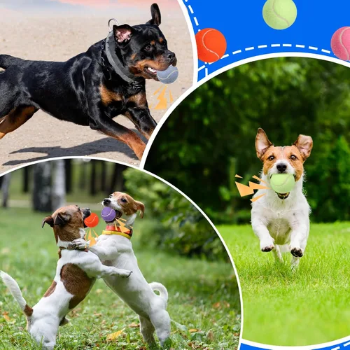 Miniatura 7 de Liliful 50 pelotas de tenis chirriantes para perros de 2.5 pulgadas para jugar con mascotas, perros medianos y grandes, pelotas para entrenamiento