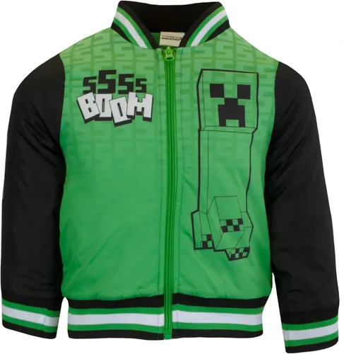 Minecraft Chaqueta bomber para niños, chaqueta universitaria con estampado gráfico con cremallera para niños y niños pequeños