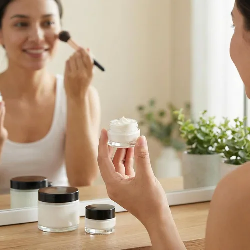 Miniatura 7 de Coloch Paquete de 90 recipientes de muestra de vidrio de 0.2 fl oz con tapa negra, mini tarros de vidrio para cosméticos con forro