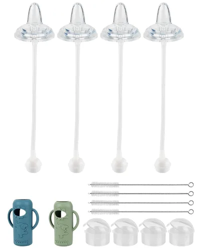 Kit de conversión de taza para sorber con fundas de silicona para biberón de vidrio estrecho y estrecho Dr Browns de 8 onzas, kit de repuesto de
