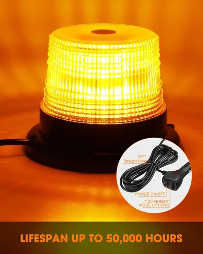 Miniatura 2 de Leelosp Paquete de 3 60 luces LED estroboscópicas de 12 V-24 V, luz estroboscópica intermitente de seguridad ámbar con cable magnético y recto de 16