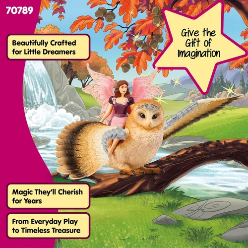 Miniatura 6 de schleich Bayala - Figura de hada en vuelo con búho glamoroso, juguete de hadas y pájaro mágico con alas móviles, juego de juguetes de fantasía
