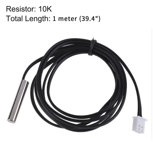 Miniatura 2 de Sonda de sensor de temperatura de termistor NTC de 10K 3950 ohmios, sonda de sensor térmico digital de acero inoxidable, longitud de 3.3 ft