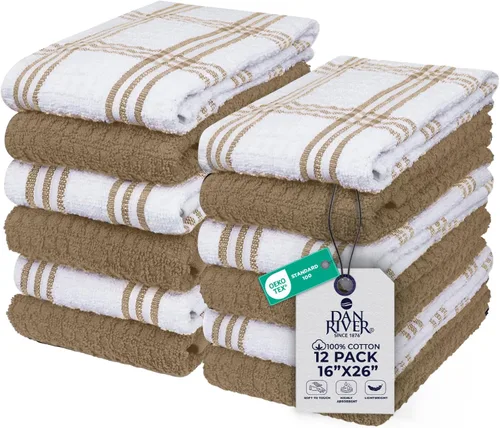 Miniatura 90 de DAN RIVER Paquete de 6 toallas de mano de alta calidad (16 x 28 pulgadas), 100% algodón, ultra suaves, ligeras, altamente absorbentes, para baño