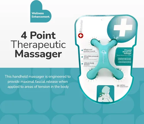 Miniatura 2 de BioSwiss Masajeador Manual de Cuerpo Completo Portátil, Herramienta de Masaje de 4 Patas de Punto de Presión para Espalda, Cuello y Hombro
