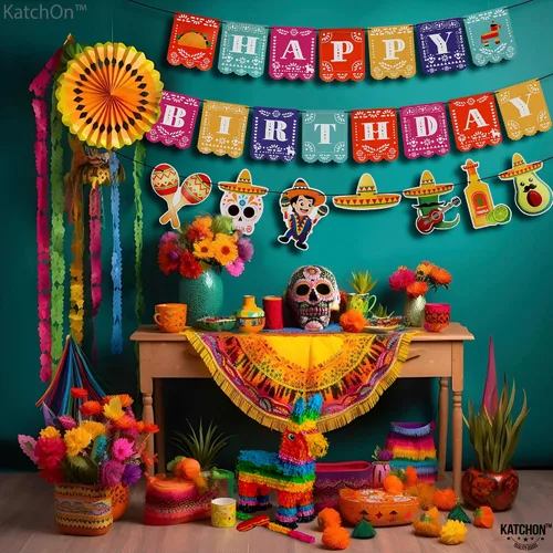Miniatura 3 de KatchOn, Cartel de cumpleaños mexicano de 15 pies, preencordado, decoraciones de feliz cumpleaños, cartel mexicano de fiesta de feliz cumpleaños