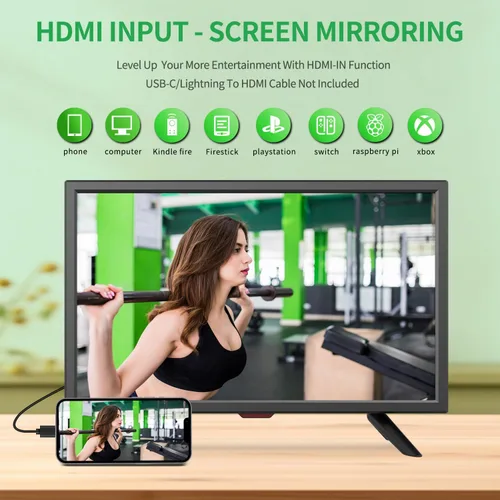 Miniatura 5 de Jexiop TV de 20 pulgadas, ángulos de visión completos 1080P HD, TV digital de pared pequeña para la cocina - Puertos HDMI/USB - Alimentación dual