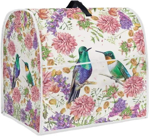 Miniatura 16 de Cubierta para batidora de pie a prueba de polvo con dibujos animados de pollo y flores para el hogar, cocina, decoración con mango y bolsillo