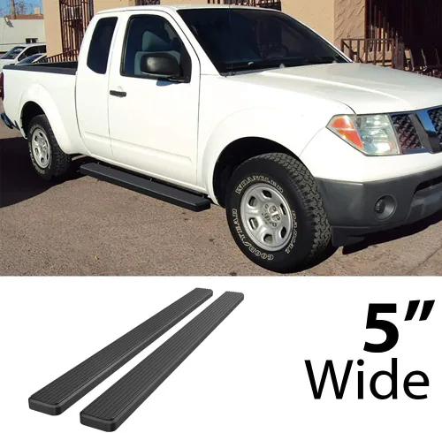 Miniatura 2 de HD Ridez Estribo de acero inoxidable de 5 pulgadas, color negro, compatible con Nissan Frontier King Cab 2005-2026 y Suzuki Equator 2005-2012 Extra
