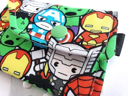 Miniatura 4 de Birth Control Case Sleeve with Snap Closure and Optional Keychain Clip - Superheroes