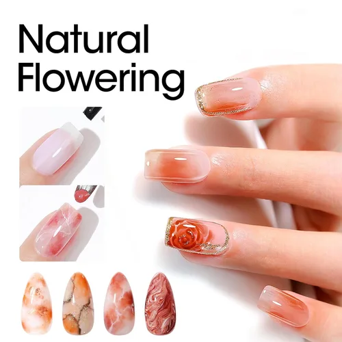 Miniatura 3 de GELLEN Blooming Gel para uñas, esmalte de uñas de gel transparente de 0.6 fl oz para arte de uñas, fácil de diseñar, degradado de acuarela de mármol