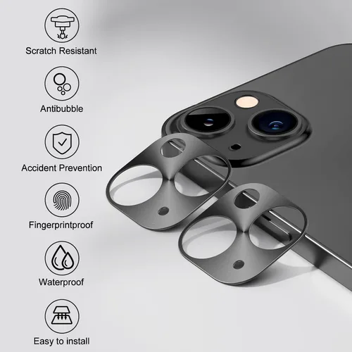 Miniatura 2 de Protector de lente de cámara para iPhone, [2 unidades] Funda protectora de aleación de aluminio premium para lente de cámara trasera
