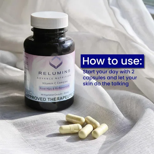 Miniatura 7 de Relumins Advance Vitamina C - Complejo iluminador de la piel MAX con escaramujos y bioflavonoides - 180 cápsulas