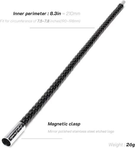Miniatura 4 de JOJOPANDA Pulsera trenzada de cuero unisex simple con cierre magnético de logotipo grabado de acero inoxidable