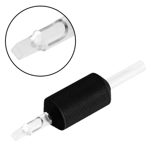 Miniatura 2 de Tatmax - 20 tubos desechables de 1 pulgada y 0.984 in, puntas transparentes de silicona negra, redondas, diamantes, tubos planos (7 tubos planos)