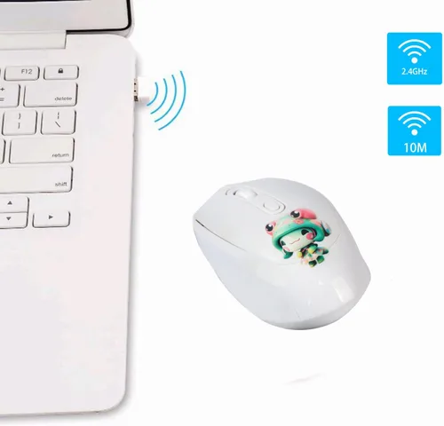 Miniatura 2 de Lindo mouse inalámbrico, 2.4G silencioso portátil inalámbrico con receptor USB, mouse inalámbrico Kawaii para laptop, Chromebook, PC, portátil