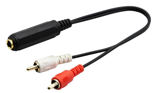 Miniatura 4 de Cable divisor en Y RCA de 0.250 in a 2, chapado en oro de 0.250 in (1/4 pulgadas), TRS hembra a 2 (dual) RCA macho estéreo audio Y Splitter Cable 12