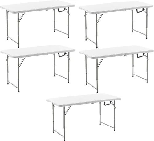 Miniatura 26 de BTEXPERT Juego de 2, mesa plegable de utilidad de 4 pies, ligera, altura ajustable, portátil, con asa de transporte, para interiores y exteriores
