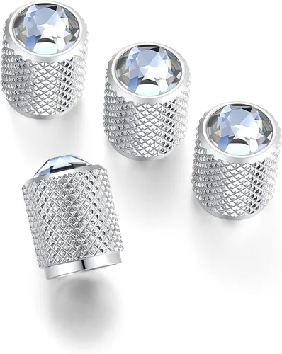 STEEL HAWK - Tapones de vástago de válvula de aire de acero inoxidable con cristales de strass brillantes - Sello hermético, aleación mecanizada CNC
