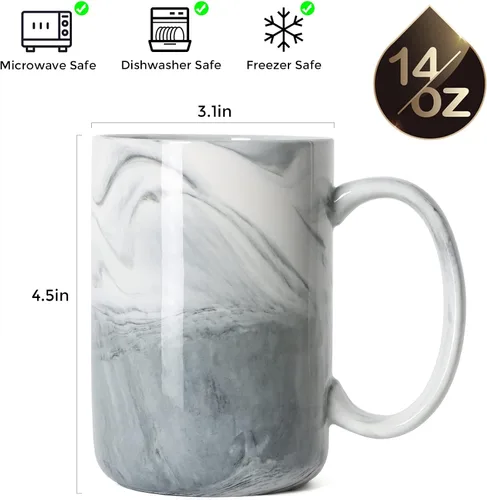 Miniatura 2 de M068 - Tazas de café de mármol de 14 onzas, novedosas tazas de cerámica de mármol para el hogar y la oficina, aptas para microondas y lavavajillas