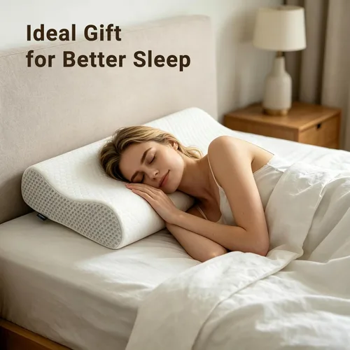 Miniatura 8 de DR.DREAM Almohada de espuma viscoelástica para dormir, gel refrescante, ergonómica, firmeza de contorno para aliviar el dolor de cuello, hombros