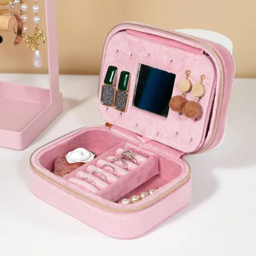 Miniatura 6 de ProCase Joyeros de terciopelo de felpa organizador compacto de joyas de viaje caja de joyería pequeña para mujer estuche de almacenamiento portátil