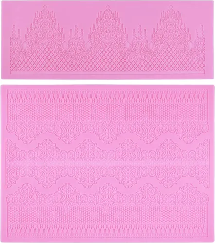 Miniatura 2 de Moldes de encaje en relieve, juego de 2 moldes de silicona con diseño de flores de varios círculos, decoración de pasteles de boda, molde de A-Rosa