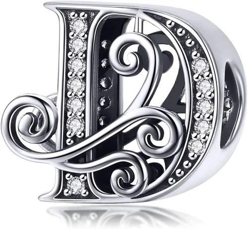 Lorrifal Solid 925 Sterling Silver Letter Initial A-Z Charm Pandora European Bracelet Necklace Women Girl Jewelry Gift