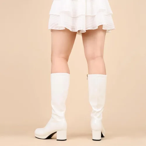 Miniatura 6 de Botas altas hasta la rodilla de moda para mujer, tacón grueso, botas de cosplay con cremallera