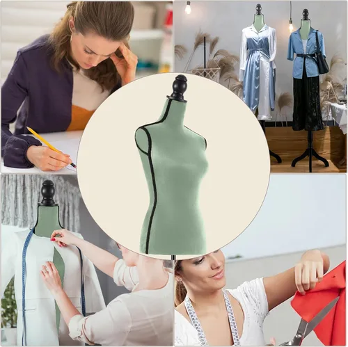 Miniatura 6 de HOMBOUR Cuerpo de maniquí femenino, forma de vestido de torso de maniquí de costura, maniquí ajustable con soporte para modista de exhibición (verde)