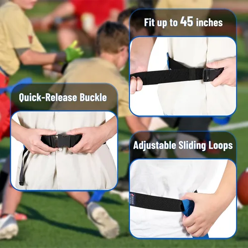 Miniatura 6 de Cinturones de fútbol con bandera, set de fútbol con bandera para adultos, niños y jóvenes, banderas de fútbol para entrenamiento y competición