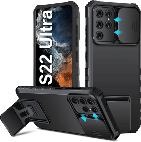 S22 Ultra - Funda compatible con Samsung Galaxy S22 Ultra 5G [versión 2022], funda para cámara deslizante, funda de teléfono a prueba de golpes de