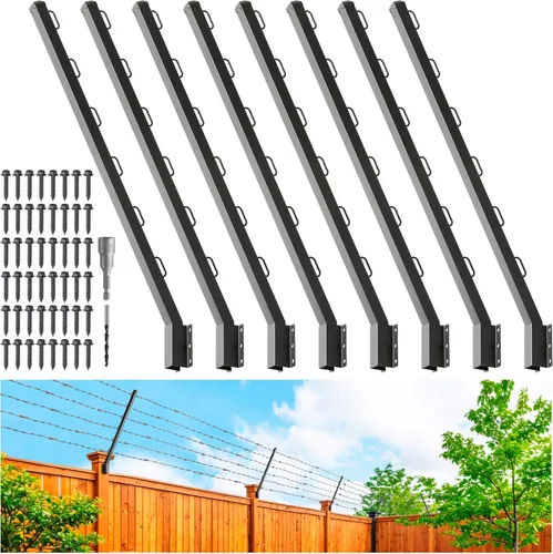 Miniatura 8 de Extensor de poste de valla, alambre de púas de 23.5 pulgadas, brazo extendido, para cercas exteriores para aumentar la altura, proteger