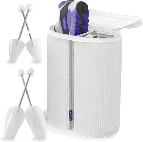 Bolsa para lavadora de zapatos, bolsa de zapatos para lavar con árboles de zapatos ajustables, bolsa de zapatos para lavandería para 2 zapatos,