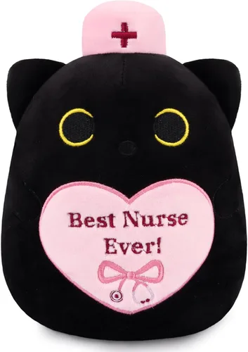Miniatura 15 de Regalos para mujeres y niños, peluche de gato negro de 8 pulgadas, animales de peluche con texto en inglés "Get Well Soon", peluches de gato kawaii