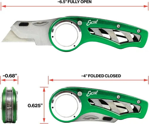 Miniatura 2 de Excel Blade Revo – Cúter plegable con mango, seguro y clip