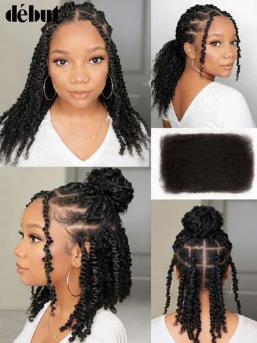 Miniatura 2 de Extensiones de cabello 100% humano afro a granel 100% humano, 3 paquetes de 5.29 oz de cabello rizado afro apretado a granel para hacer/reparar