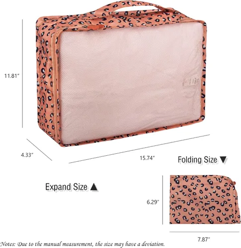 Miniatura 3 de Juego de cubos de embalaje, 2 organizadores de embalaje para maletas (leopardo rosa)