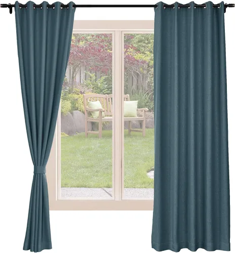 Miniatura 19 de Frelement Cortinas opacas de lino natural, paneles de cortinas con ojales para sala de estar, cortinas con aislamiento térmico, 52 pulgadas de ancho