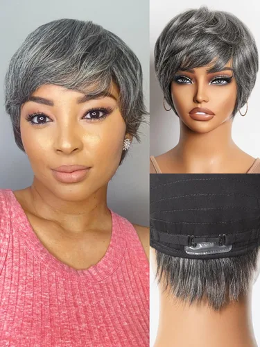 Miniatura 24 de Luvme Hair - Peluca Bob de encaje frontal con bordes rizados 4C, 10 pulgadas, cabello humano lacio tipo afro, sin pegamento, con separación profunda