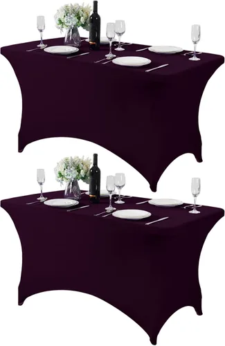Miniatura 161 de Mantel de elastano para mesas de 4, 6 u 8 pies, mantel elástico universal ajustable para fiestas, banquetes, bodas y eventos - Verde manzana