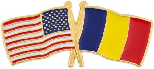 Miniatura 173 de PinMart Pin de solapa esmaltado con bandera de la amistad cruzada de Estados Unidos y el mundo
