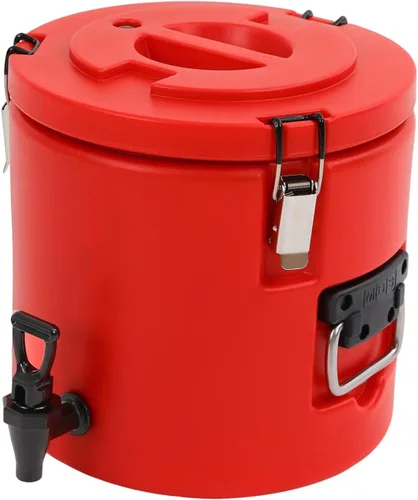 Miniatura 10 de Dispensador de bebidas aislado de 2.6 galones / 10 litros, dispensador de bebidas frías y calientes de acero inoxidable rojo, dispensador de bebidas