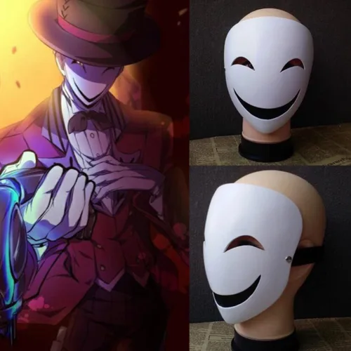 Miniatura 2 de CAFELE Máscaras japonesas de invasión de talle alto, cosplay, francotirador, Tenkuu, Shinpan, máscaras de sonrisa blanca para Halloween, accesorios