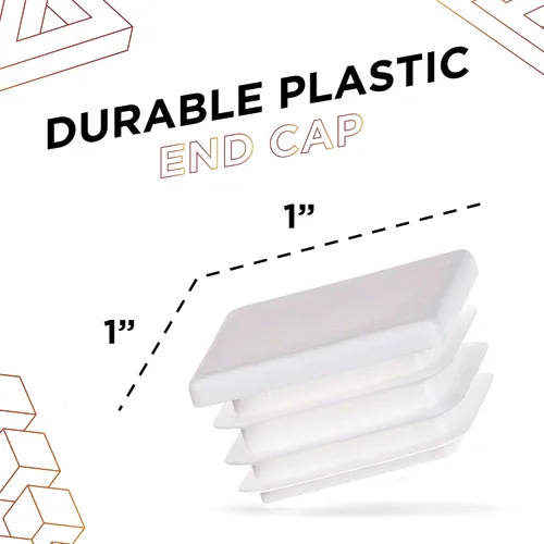 Miniatura 2 de Prescott Plastics Inserto cuadrado de plástico de 1 pulgada (paquete de 4), tapa de extremo blanco para tubos de metal, valla, inserto deslizante