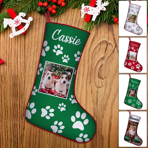 Miniatura 7 de Medias de Navidad de raza de perro personalizadas con texto de nombre, regalos de decoración de calcetines de Navidad personalizados para perros